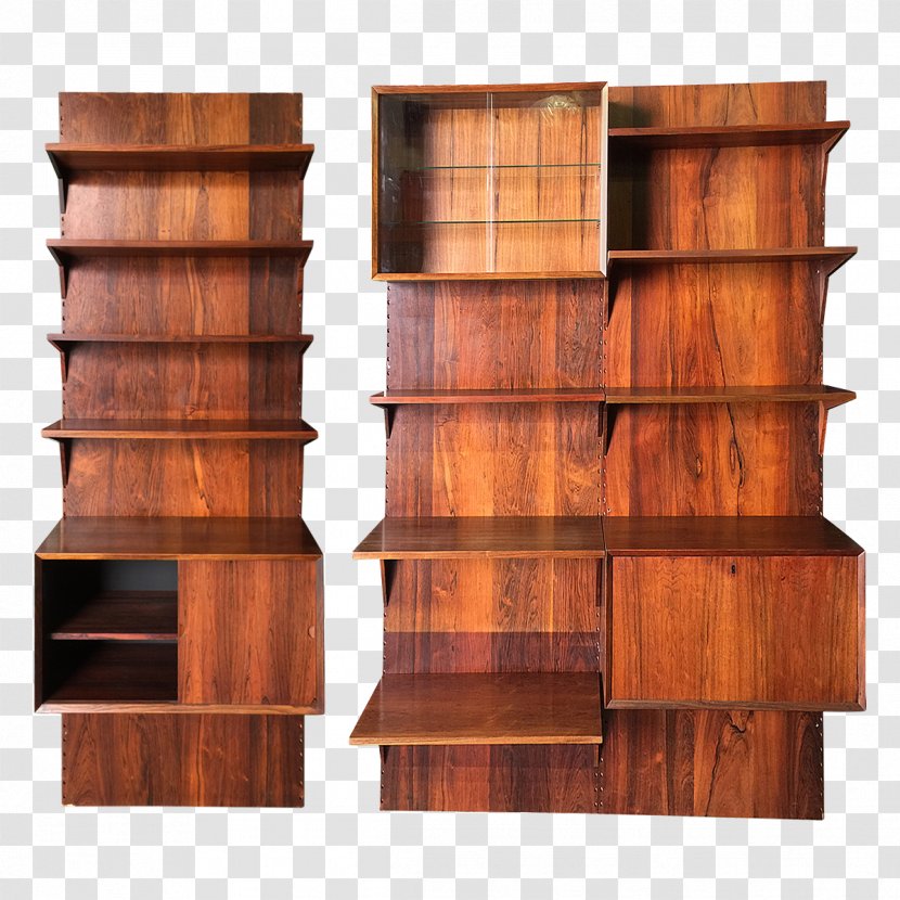 Shelf Bookcase Mid-century Modern Danish Furniture - Wood Stain - Curio Transparent PNG
