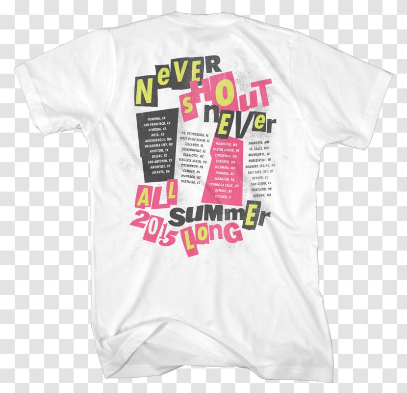 T-shirt Never Shout Sleeve Concert - White Transparent PNG