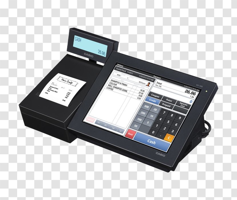 Point Of Sale Cash Register Casio Sales Touchscreen Transparent PNG
