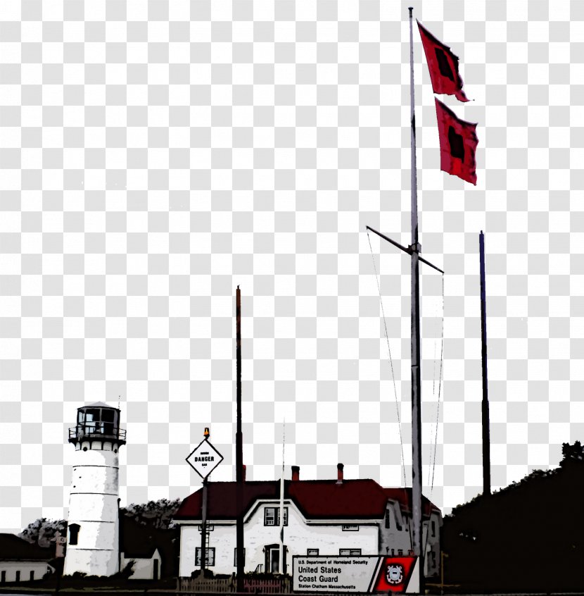 Chatham Light Building Flag Douchegordijn Energy - Curtain Transparent PNG