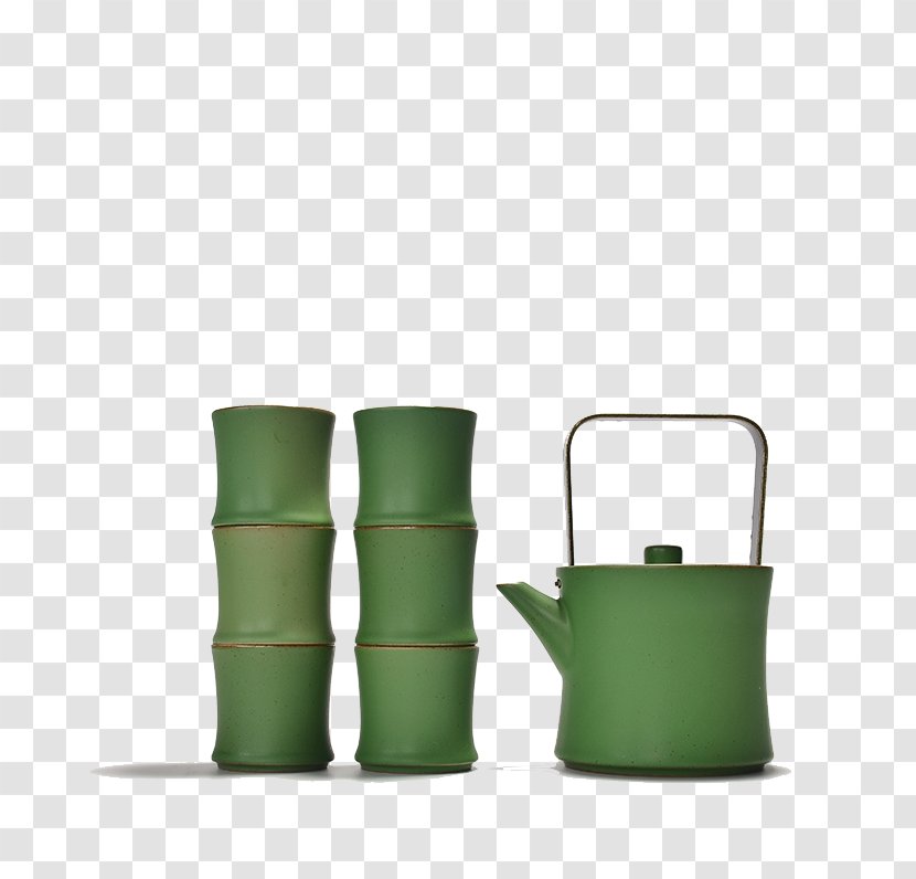 Teapot Coffee Cup Ceramic - Teaware - Green Glaze Large Bucket Of Tea Pot Suit Transparent PNG