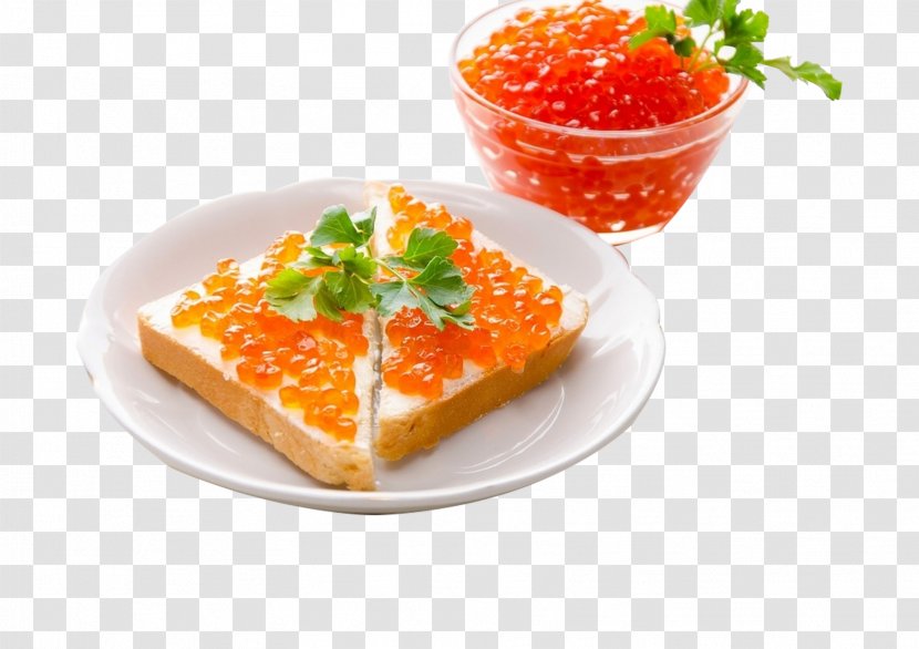 Red Caviar Seafood Roe Pancake - Toast Transparent PNG
