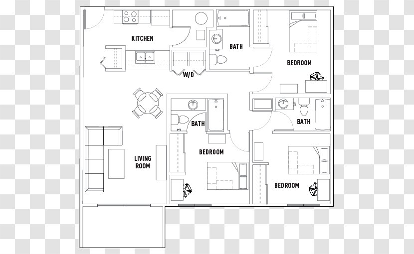 Floor Plan Texas A&M University Apartment Aggie Station - Bedroom - Bed Transparent PNG