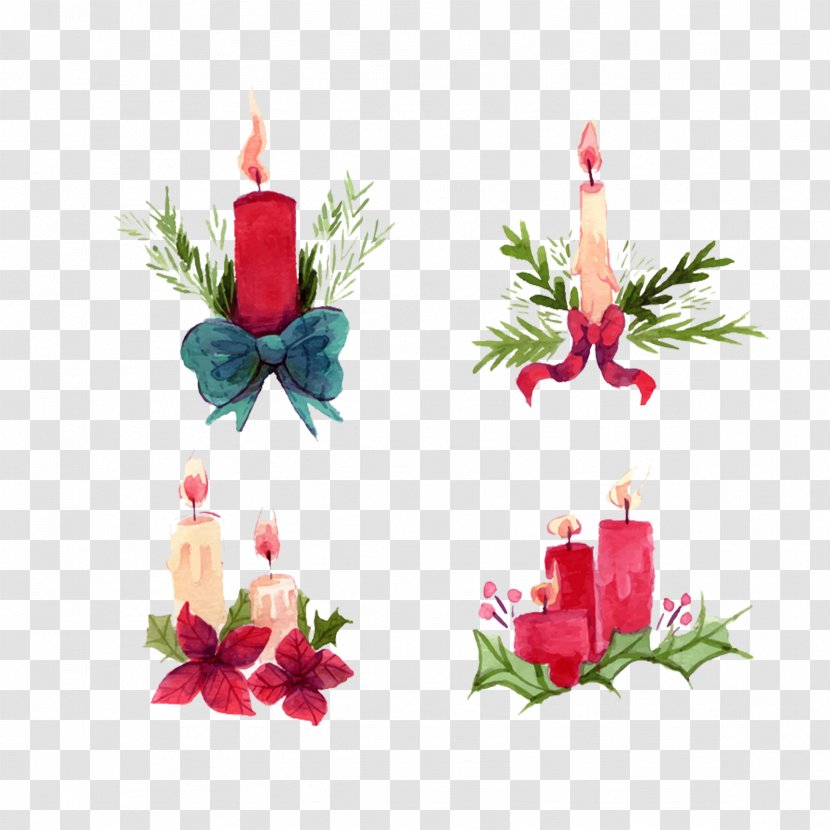 Watercolor Painting Christmas - Fruit - Painted Candle Water Festival Transparent PNG