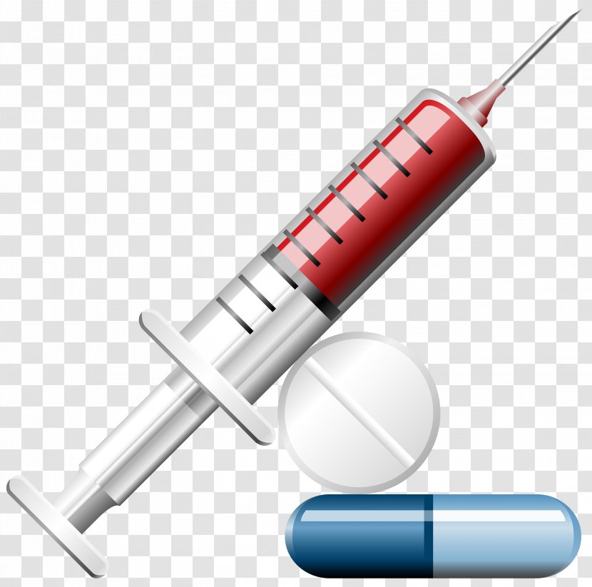 Syringe Pharmaceutical Drug Tablet Hypodermic Needle Clip Art - Pills Transparent PNG