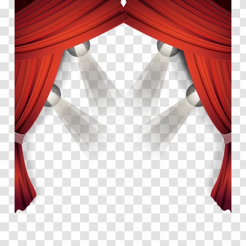 Light Stage Curtain Euclidean Vector Red - Curtains Transparent PNG