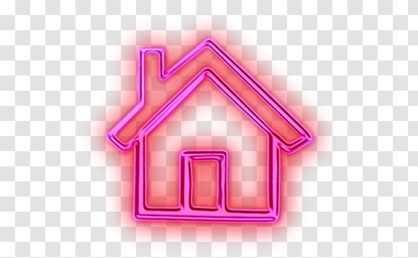 Pink Line Font Logo Symbol - Watercolor - House Transparent PNG