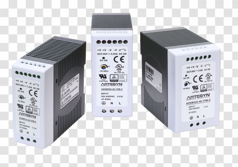 Power Converters AC Adapter DIN Rail AC/DC Receiver Design Direct Current - Computer Component - Modern Technology Applications Transparent PNG