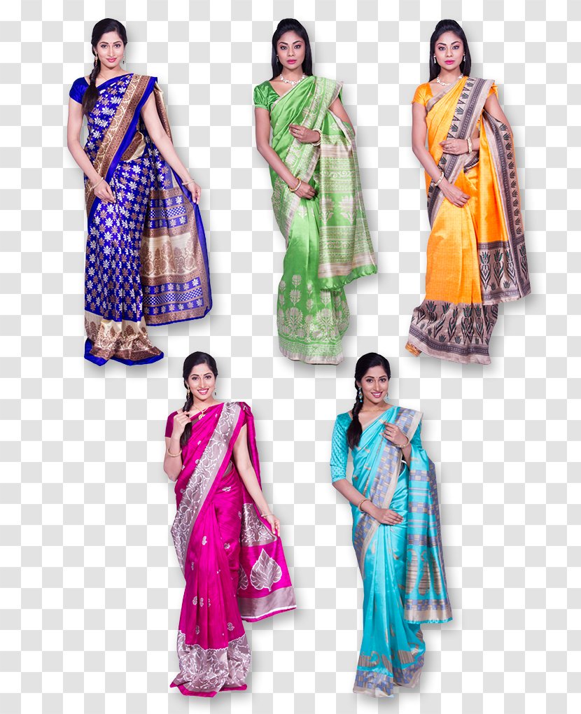 Kerala Sari Art Silk Textile - Green - COMBO OFFER Transparent PNG