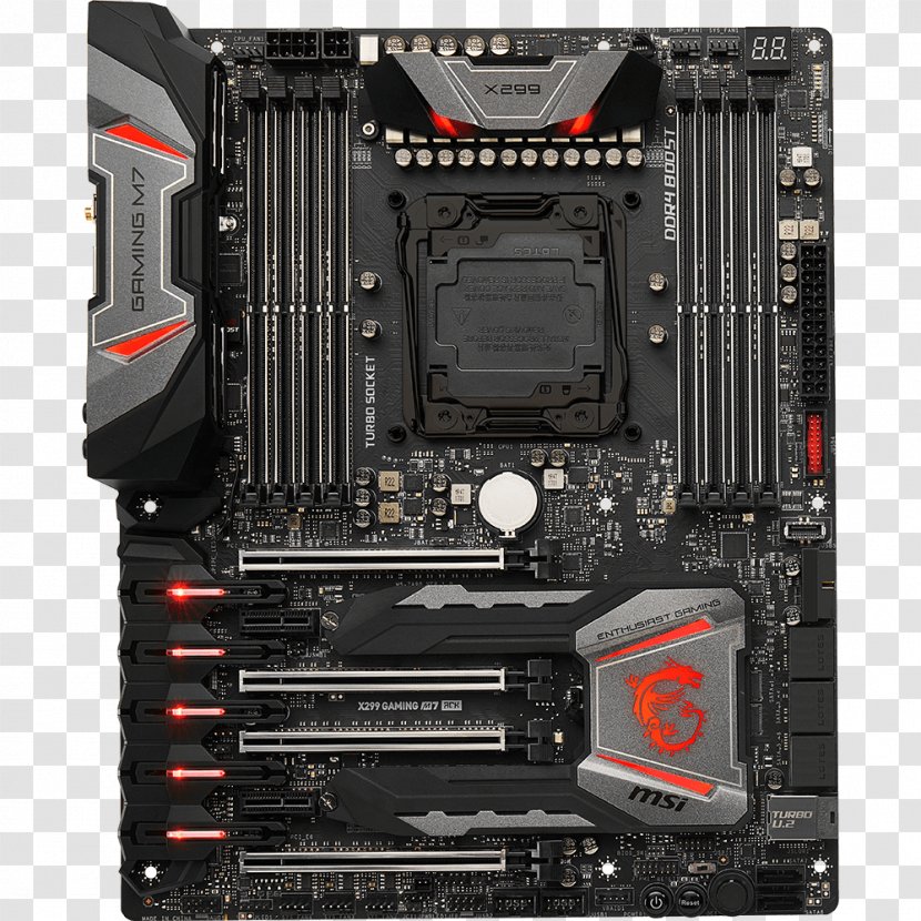 MSI X299 GAMING M7 ACK Intel LGA 2066 ATX Motherboard Kaby Lake - Computer Accessory Transparent PNG