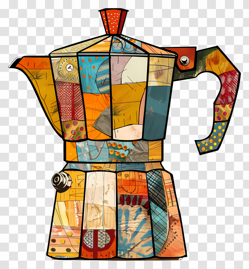 Coffee Maker - Colorful Patchwork Teapot Transparent PNG