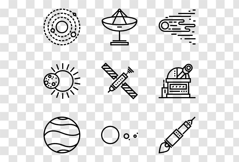 Drawing Clip Art - Black And White - Universe Planets Transparent PNG