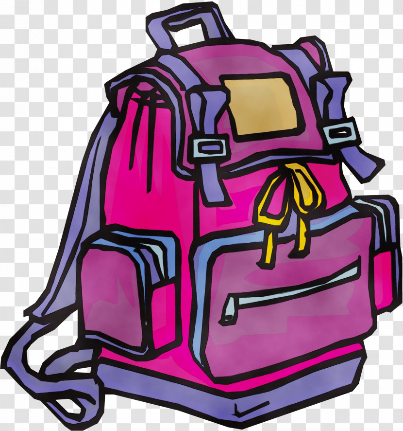 Watercolor Painting Royalty-free Cartoon Line Art Backpack Transparent PNG