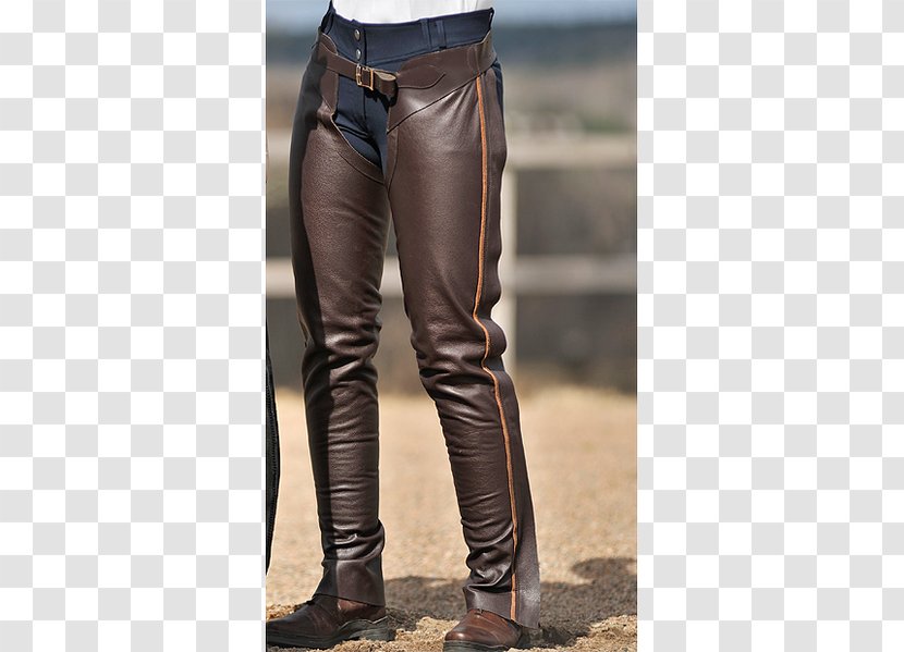 Leather Jeans Chaps Leggings Jodhpurs - Cartoon Transparent PNG