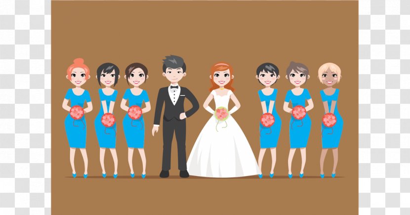 Illustration Cartoon Bridesmaid Wedding Drawing - Heart Transparent PNG