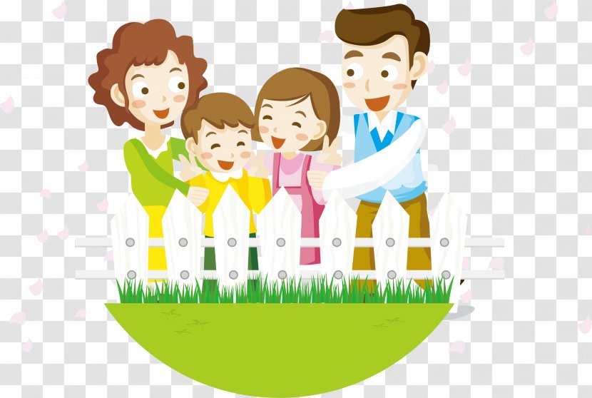 Cartoon Family Illustration - Silhouette - Children 's Grass Poster Promotional Material Transparent PNG