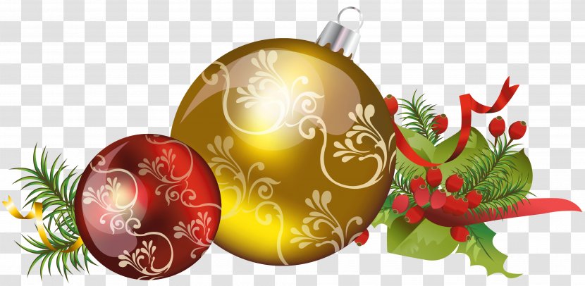 Christmas Ornament Clip Art - Fruit - Balls With Ornaments Picture Transparent PNG