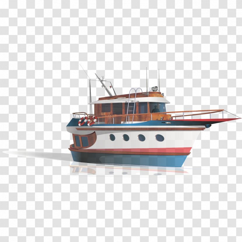 Yacht Ship Drawing - Cargo - Vector Cartoon Material Transparent PNG