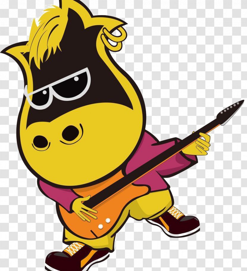 Cartoon Icon Design - Fictional Character - Colored Playing Guitar Donkey Transparent PNG