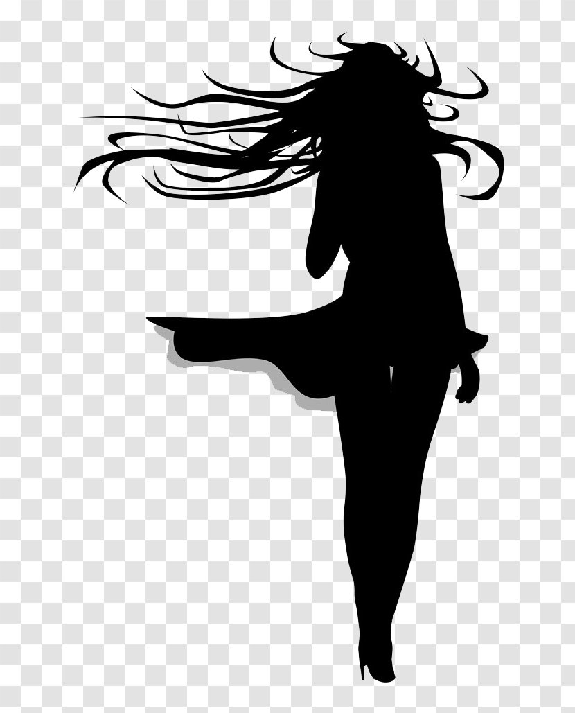 Wind Hair Drawing Clip Art - Black - Figure Silhouette Transparent PNG