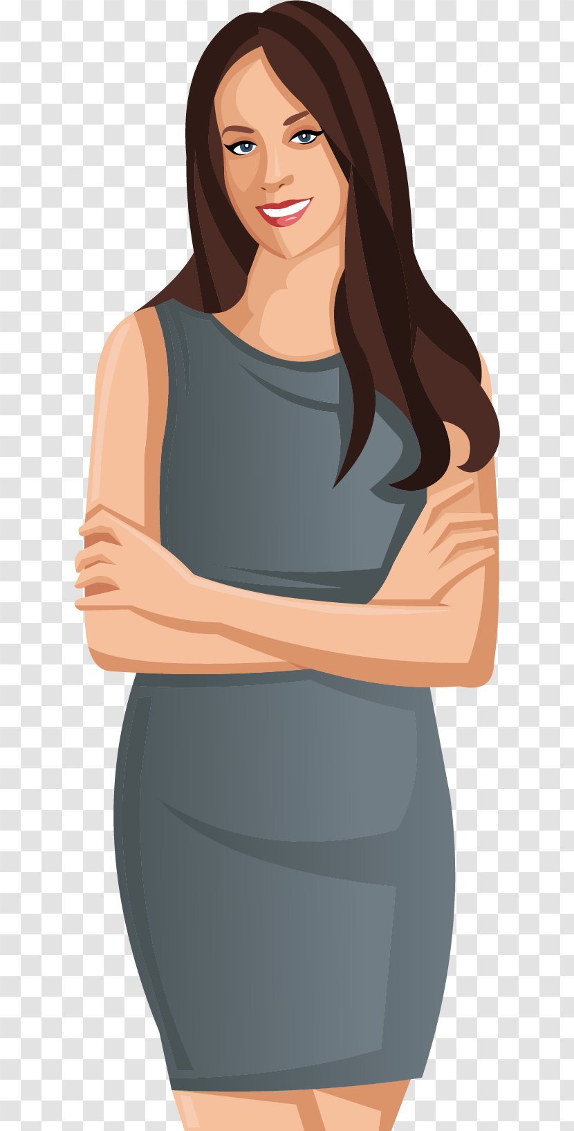 Long Hair - Tree - Vector Painted Woman With Transparent PNG