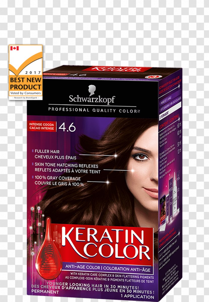 Schwarzkopf Keratin Color Anti-Age Hair Cream Coloring Human - Antiage - Dark Chocolate Brown Transparent PNG