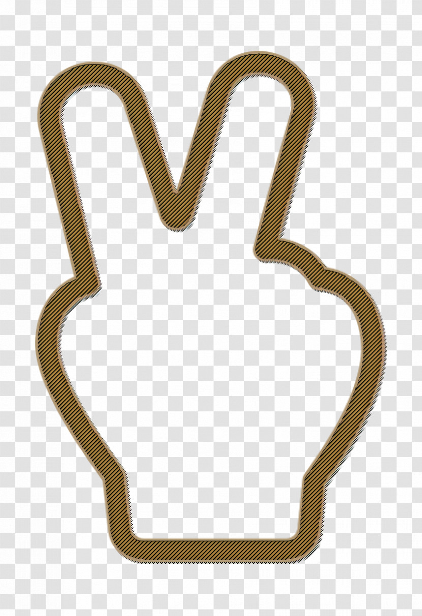 Hand Icon Peace Sign Icon Basic Hand Gestures Lineal Icon Transparent PNG