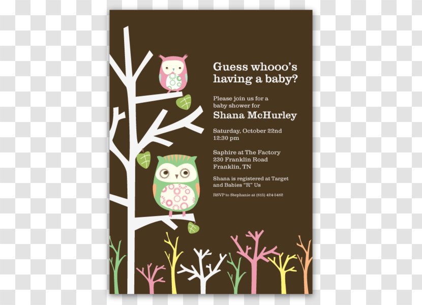 Baby Shower Owl Wedding Invitation Infant Party - Bird Transparent PNG