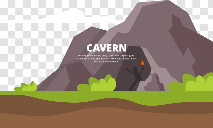 Cave Cartoon - Hill - Painted The On Top Of Transparent PNG