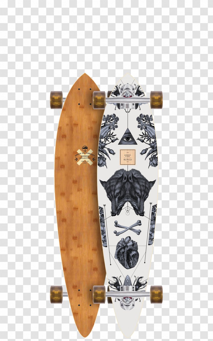 Arbor Fish Bamboo Longboard Complete Skateboard Axis Walnut Transparent PNG