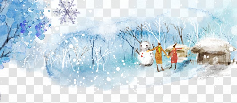 Snowman Winter Illustration - Cartoon - Scene Material Download Transparent PNG
