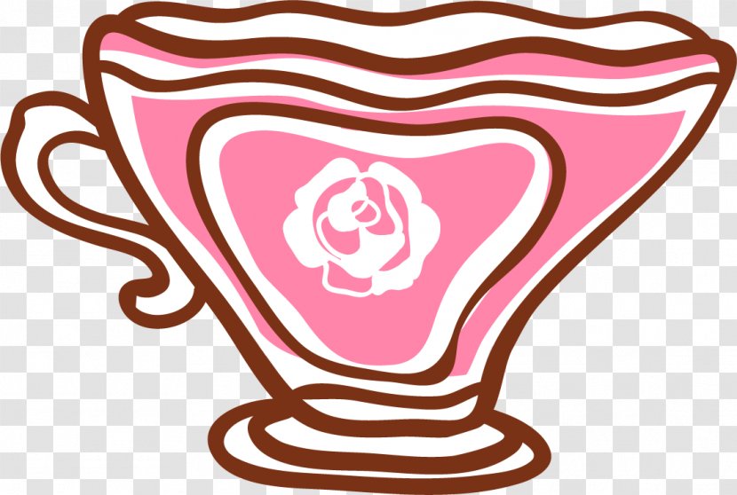Teaware Teacup Clip Art - Silhouette - Cute Cartoon Pink Tea Cup Transparent PNG