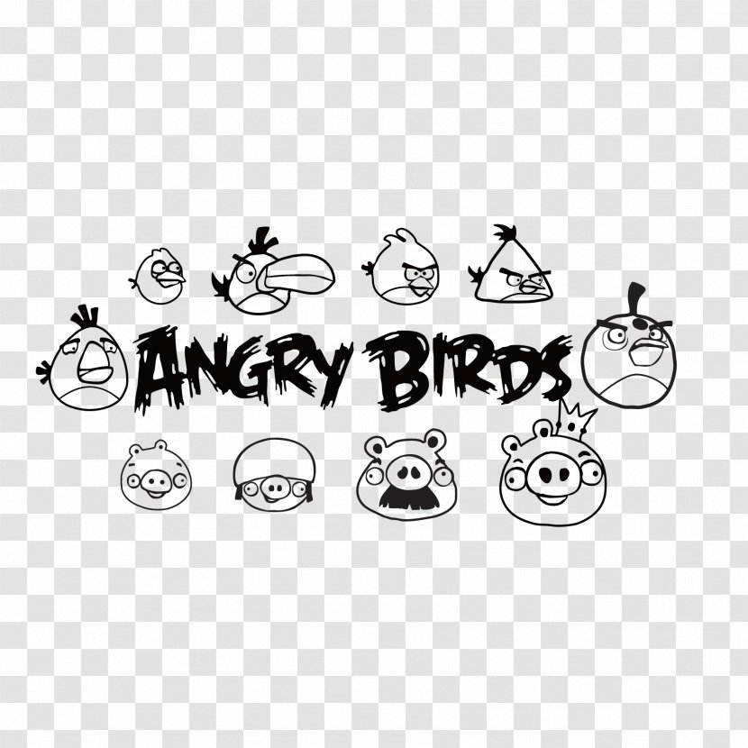 Angry Birds Star Wars Euclidean Vector - Black And White - Hand Painted Bird Transparent PNG