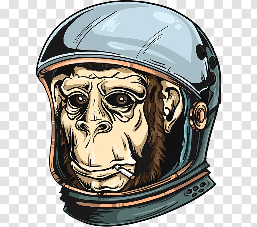 Chimpanzee Ham Ape Bicycle Helmets - Outer Space Transparent PNG