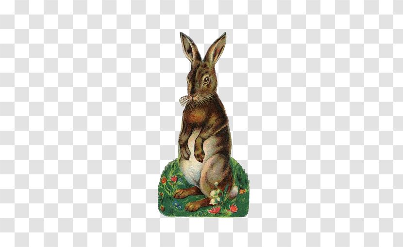 Easter Bunny Hare Postcard Clip Art - Retro Rabbit Transparent PNG