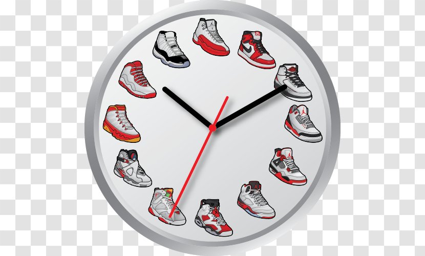 Air Jordan Sports Shoes Clock Sneaker Collecting - Wall Transparent PNG