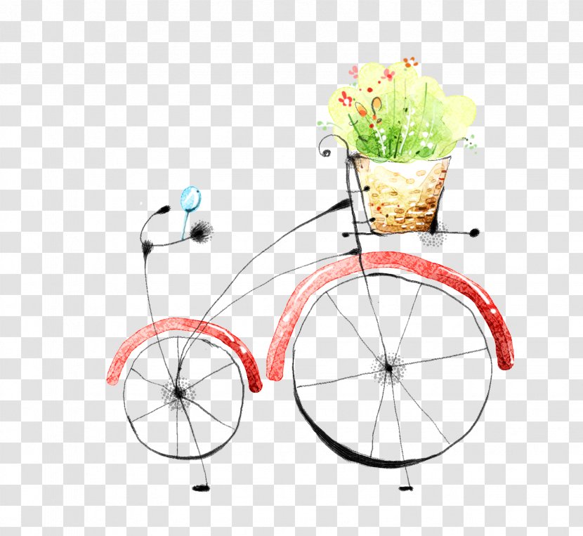 Bicycle Illustration - Sports Equipment - Fresh And Simple Romantic Lady Bike Transparent PNG