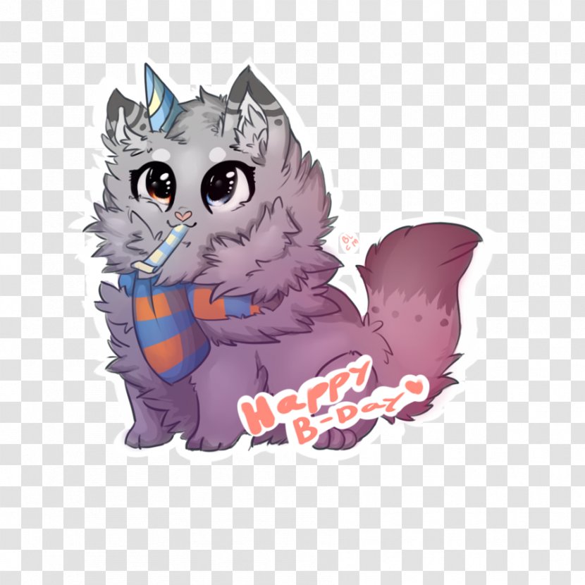 Whiskers Cat Dog Cartoon - Violet - Happy B.day Transparent PNG