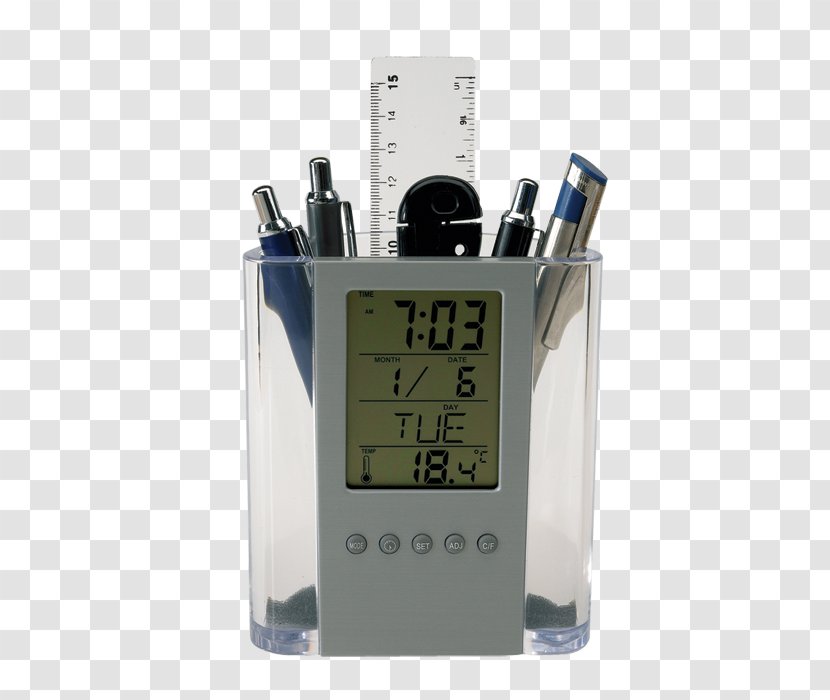 Digital Clock Desk Arkatzontzi Pen - Promotion Transparent PNG