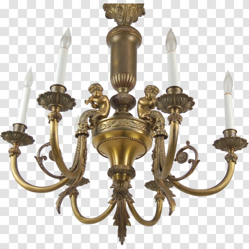 Chandelier Lighting Brass Light Fixture Antique - Candle Transparent PNG