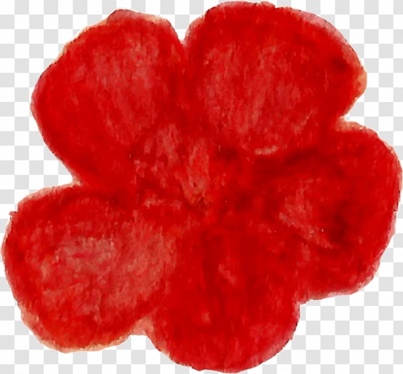 Petal Heart - Red - Watercolor Blooming Transparent PNG
