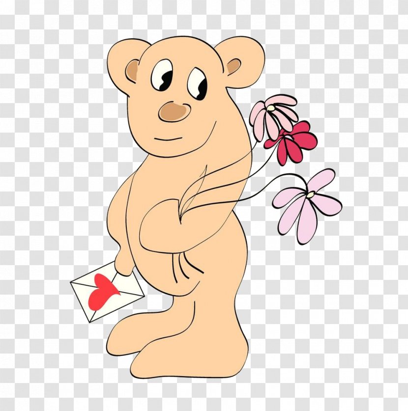 Cartoon Photography Illustration - Watercolor - Bear Flower Transparent PNG