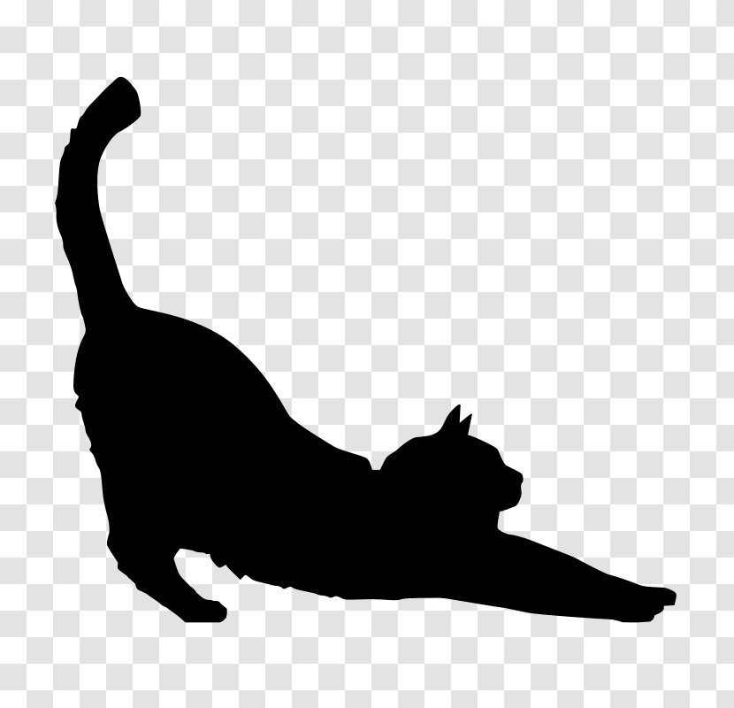 Black Cat Silhouette Kitten Clip Art Stretching Copywriting Background Transparent Png