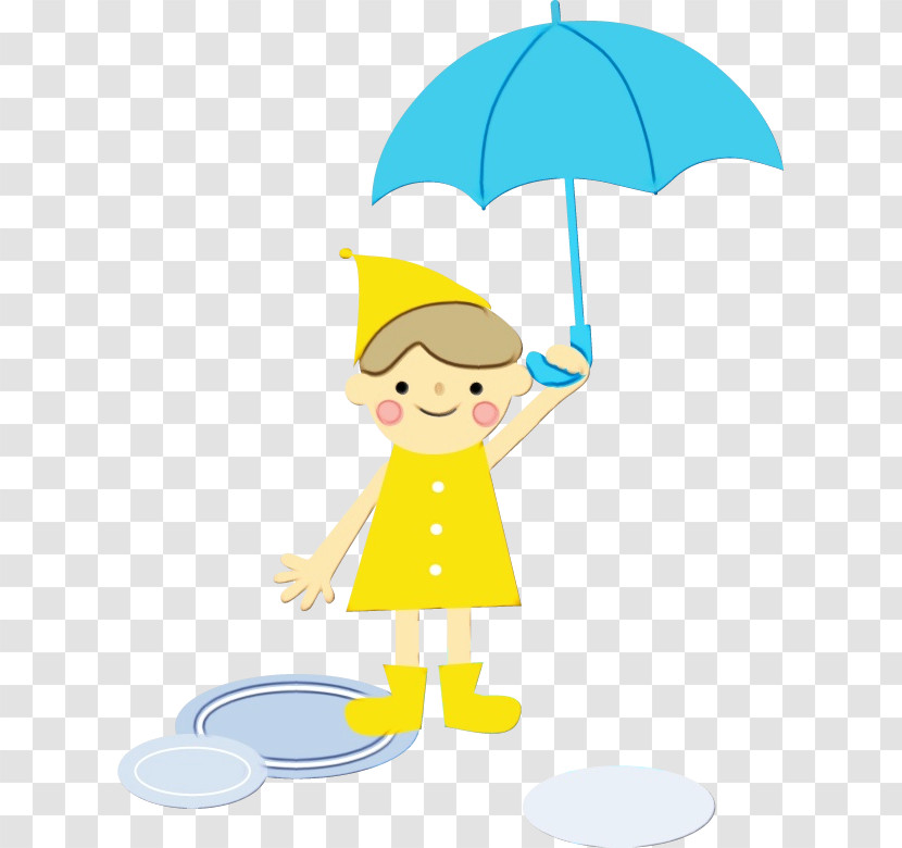 Umbrella Character Yellow Line Area Transparent PNG