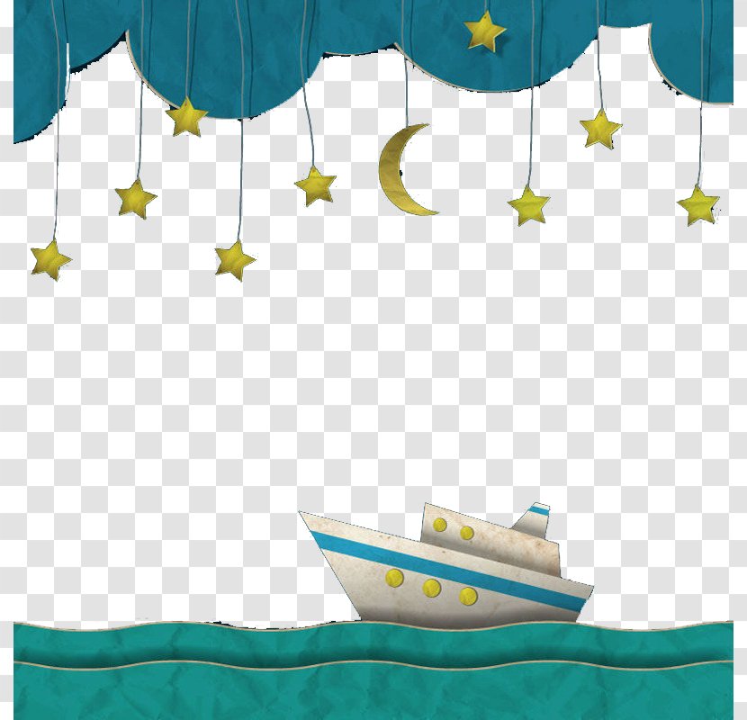 Illustration - Textile - Boat Under The Stars Transparent PNG