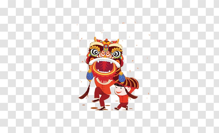 Lion Dance Dragon Chinese New Year - Cartoon Hand Painted Transparent PNG