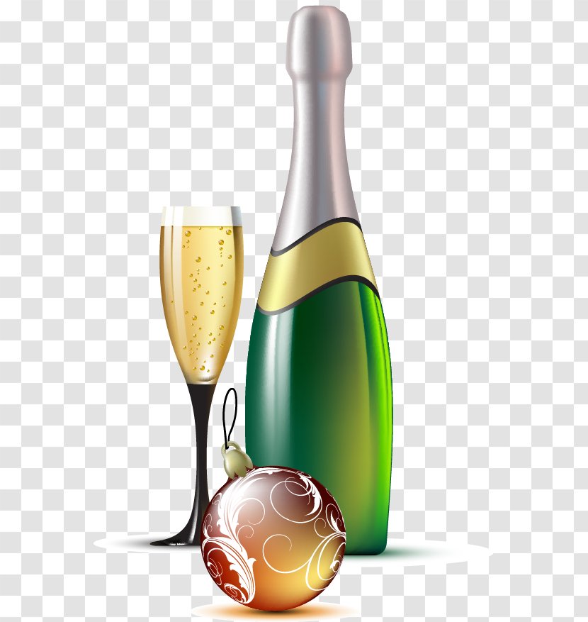Champagne Wine Glass Bottle - Drink - Ball Pattern Transparent PNG