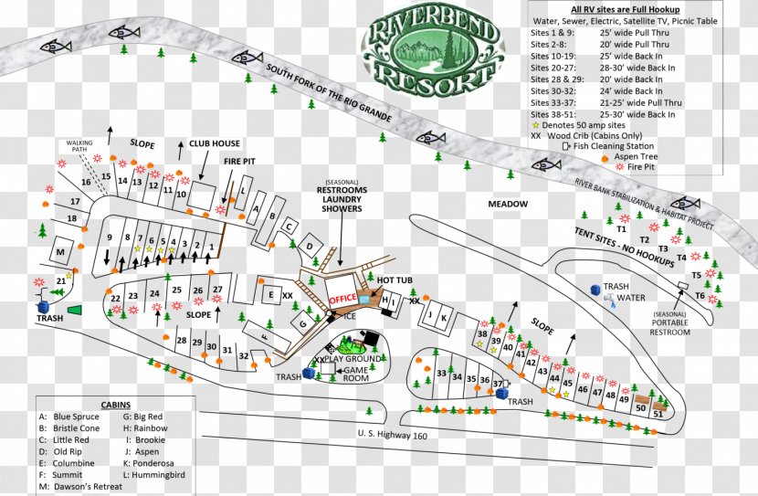 Riverbend Resort South Fork Business Map Caravan Park - Campervans Transparent PNG