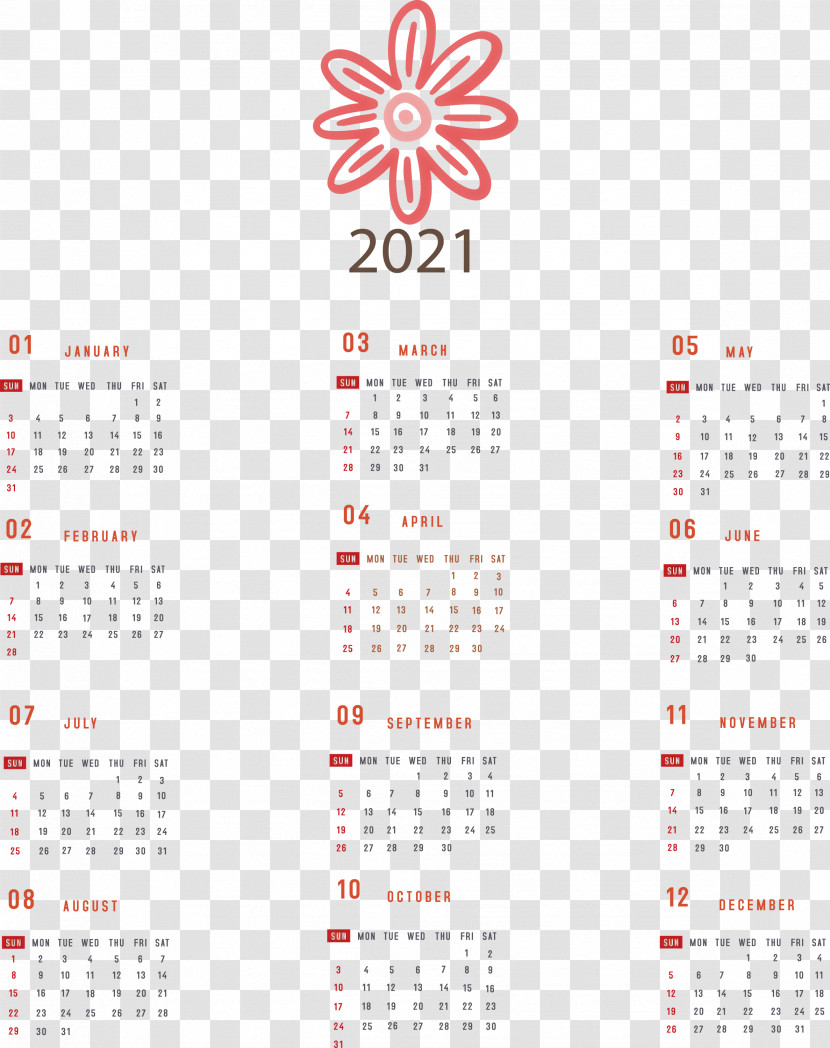 Printable 2021 Yearly Calendar 2021 Yearly Calendar Transparent PNG