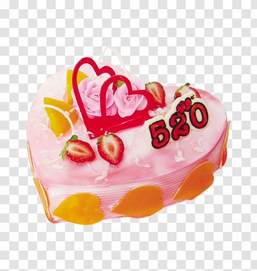 Birthday Cake Heart Royal Icing - Strawberries - Heart-shaped Transparent PNG